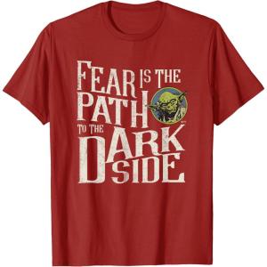 imageStar Wars Yoda Quote Fear is the Path to the Dark Side TShirtCranberry Red