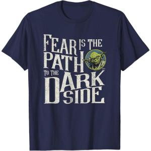 imageStar Wars Yoda Quote Fear is the Path to the Dark Side TShirtNavy Blue