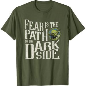 imageStar Wars Yoda Quote Fear is the Path to the Dark Side TShirtOlive Green