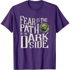 imageStar Wars Yoda Quote Fear is the Path to the Dark Side TShirtPurple