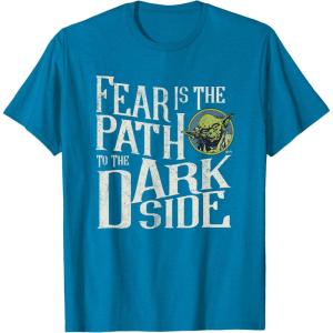 imageStar Wars Yoda Quote Fear is the Path to the Dark Side TShirtSapphire Blue
