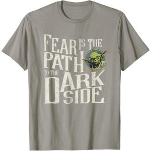 imageStar Wars Yoda Quote Fear is the Path to the Dark Side TShirtSlate Grey