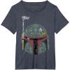 imageStar Wars Boba Fett Silhouette Helmet Fill Graphic TShirt TShirtHeather Blue
