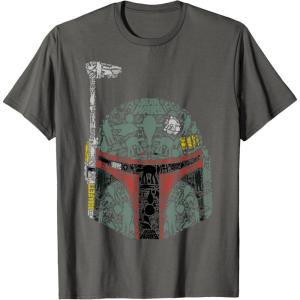 imageStar Wars Boba Fett Silhouette Helmet Fill Graphic TShirt TShirtAsphalt Grey