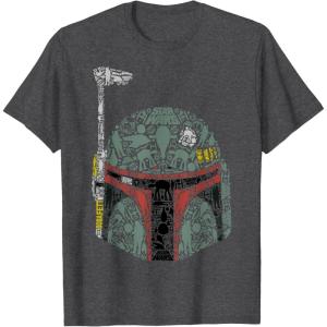 imageStar Wars Boba Fett Silhouette Helmet Fill Graphic TShirt TShirtDark Heather Grey