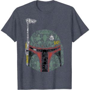 imageStar Wars Boba Fett Silhouette Helmet Fill Graphic TShirt TShirtHeather Blue
