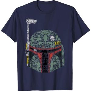 imageStar Wars Boba Fett Silhouette Helmet Fill Graphic TShirt TShirtNavy Blue