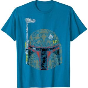 imageStar Wars Boba Fett Silhouette Helmet Fill Graphic TShirt TShirtSapphire Blue