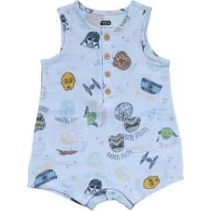 imageSTAR WARS Baby Henley Romper Newborn to Infant Sizes Newborn  24 MonthsPale Blue