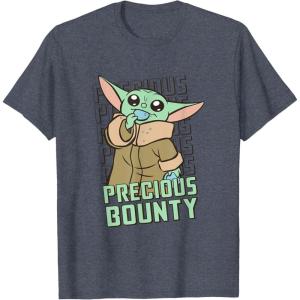 imageStar Wars The Mandalorian Grogu Precious Bounty Cutie TShirtHeather Blue