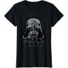 imageStar Wars Classic Darth Vader Empire Distressed Helmet TShirtBlack