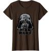 imageStar Wars Classic Darth Vader Empire Distressed Helmet TShirtBrown