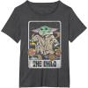 imageStar Wars The Mandalorian The Child Retro Space Tarot Card TShirtDark Heather Grey