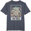imageStar Wars The Mandalorian The Child Retro Space Tarot Card TShirtHeather Blue