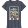imageStar Wars The Mandalorian The Child Retro Space Tarot Card TShirtHeather Blue