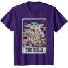 imageStar Wars The Mandalorian The Child Retro Space Tarot Card TShirtPurple