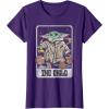imageStar Wars The Mandalorian The Child Retro Space Tarot Card TShirtPurple