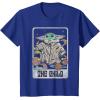 imageStar Wars The Mandalorian The Child Retro Space Tarot Card TShirtRoyal Blue