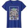 imageStar Wars The Mandalorian The Child Retro Space Tarot Card TShirtRoyal Blue