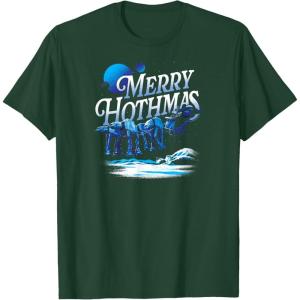 imageStar Wars  Merry Hothmas Holiday Style TShirtDark Green