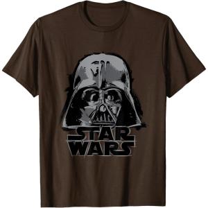 imageStar Wars Classic Darth Vader Empire Distressed Helmet TShirtBrown