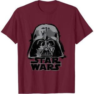 imageStar Wars Classic Darth Vader Empire Distressed Helmet TShirtBurgundy