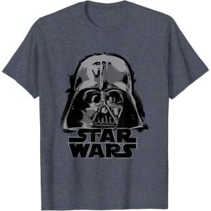 imageStar Wars Classic Darth Vader Empire Distressed Helmet TShirtHeather Blue