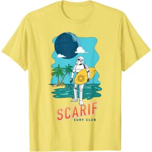 imageStar Wars Scarif Surf Club Stormtrooper At The Beach Poster TShirtLemon Yellow