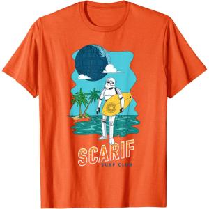 imageStar Wars Scarif Surf Club Stormtrooper At The Beach Poster TShirtOrange