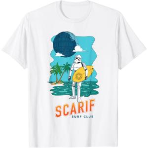 imageStar Wars Scarif Surf Club Stormtrooper At The Beach Poster TShirtWhite