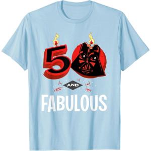 imageStar Wars 50th Birthday Party quot50 and Fabulousquot Darth Vader TShirtBaby Blue