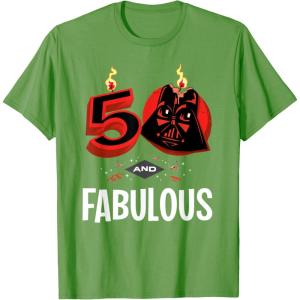 imageStar Wars 50th Birthday Party quot50 and Fabulousquot Darth Vader TShirtGrass Green