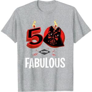 imageStar Wars 50th Birthday Party quot50 and Fabulousquot Darth Vader TShirtHeather Grey