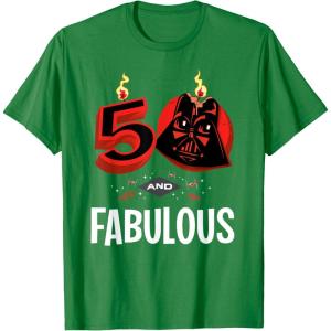 imageStar Wars 50th Birthday Party quot50 and Fabulousquot Darth Vader TShirtKelly Green