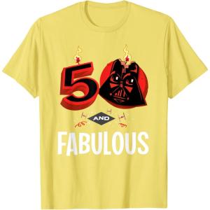 imageStar Wars 50th Birthday Party quot50 and Fabulousquot Darth Vader TShirtLemon Yellow