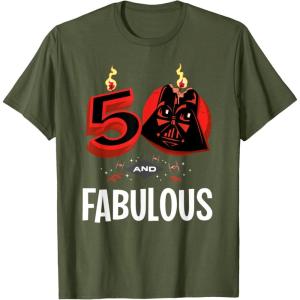 imageStar Wars 50th Birthday Party quot50 and Fabulousquot Darth Vader TShirtOlive Green