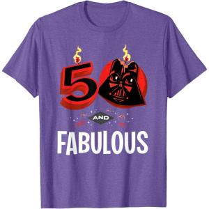 imageStar Wars 50th Birthday Party quot50 and Fabulousquot Darth Vader TShirtPurple Heather