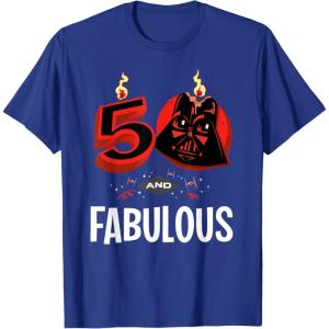 imageStar Wars 50th Birthday Party quot50 and Fabulousquot Darth Vader TShirtRoyal Blue