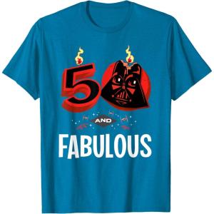 imageStar Wars 50th Birthday Party quot50 and Fabulousquot Darth Vader TShirtSapphire Blue