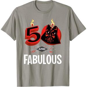 imageStar Wars 50th Birthday Party quot50 and Fabulousquot Darth Vader TShirtSlate Grey