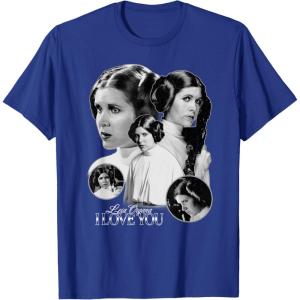 imageStar Wars Leia Organa I Love You Black ampamp White Portrait TShirtRoyal Blue