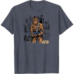 imageStar Wars  Chewbacca Warrior Pose TShirtHeather Blue