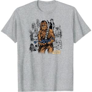 imageStar Wars  Chewbacca Warrior Pose TShirtHeather Grey