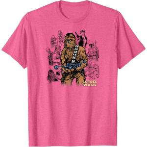 imageStar Wars  Chewbacca Warrior Pose TShirtPink Heather