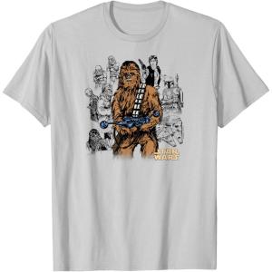imageStar Wars  Chewbacca Warrior Pose TShirtSilver Grey