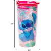 imageSilver Buffalo Star Wars Featuring Luke Skywalker Princess Leia Hans Solo Chewbacca Yoda R2D2 and C3PO Double Wall Stainless Steel Travel Mug With Handle 15 OuncesLilo and Stitch Floral Pattern