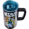 imageSilver Buffalo Star Wars Featuring Luke Skywalker Princess Leia Hans Solo Chewbacca Yoda R2D2 and C3PO Double Wall Stainless Steel Travel Mug With Handle 15 OuncesStar Wars 15 Ounces