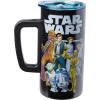 imageSilver Buffalo Star Wars Featuring Luke Skywalker Princess Leia Hans Solo Chewbacca Yoda R2D2 and C3PO Double Wall Stainless Steel Travel Mug With Handle 15 OuncesStar Wars 15 Ounces
