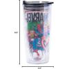 imageSilver Buffalo Star Wars Featuring Luke Skywalker Princess Leia Hans Solo Chewbacca Yoda R2D2 and C3PO Double Wall Stainless Steel Travel Mug With Handle 15 OuncesRetro Marvel Comics Avengers