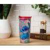 imageSilver Buffalo Star Wars Featuring Luke Skywalker Princess Leia Hans Solo Chewbacca Yoda R2D2 and C3PO Double Wall Stainless Steel Travel Mug With Handle 15 OuncesLilo and Stitch Floral Pattern
